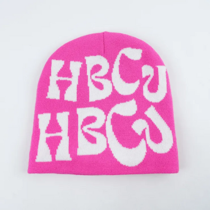 The pink/white satin HBCU Beanie