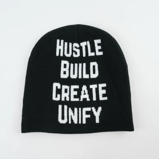 The black/white satin HBCU Beanie