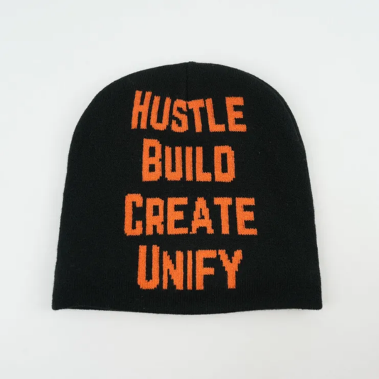 The black/orange satin HBCU Beanie