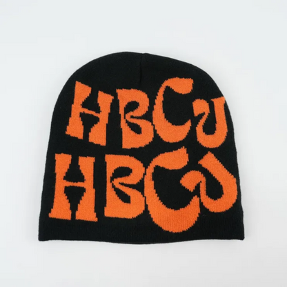 The black/orange satin HBCU Beanie